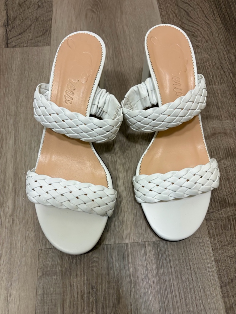 J.Crew White Braided Slide Sandals for Women Block Heel